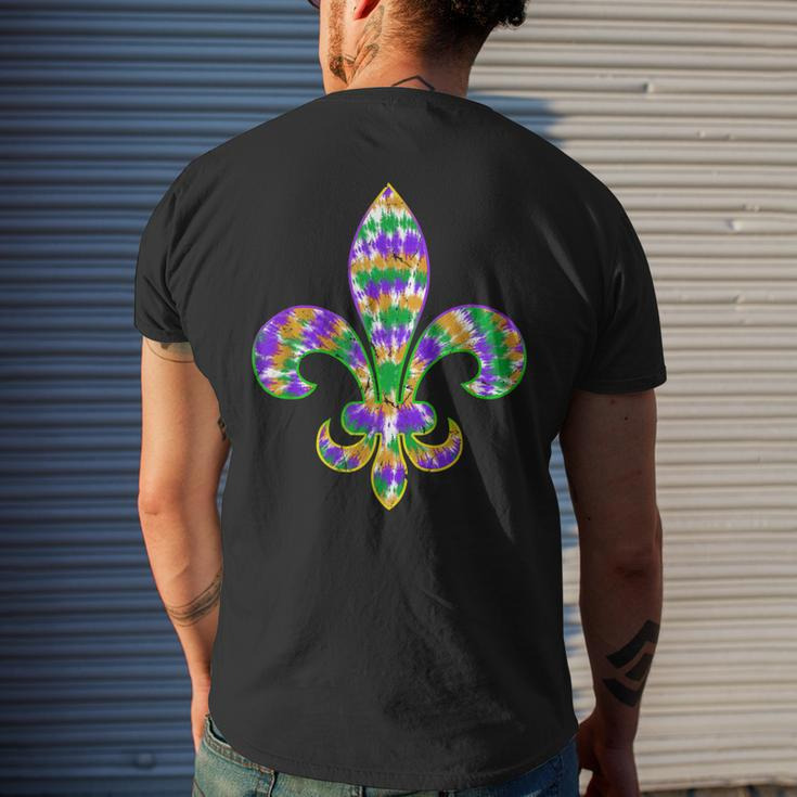 Fleur De Lis Mardi Gras Carnival Symbol New Orlean Tie Dye Mens Back Print T-shirt Gifts for Him