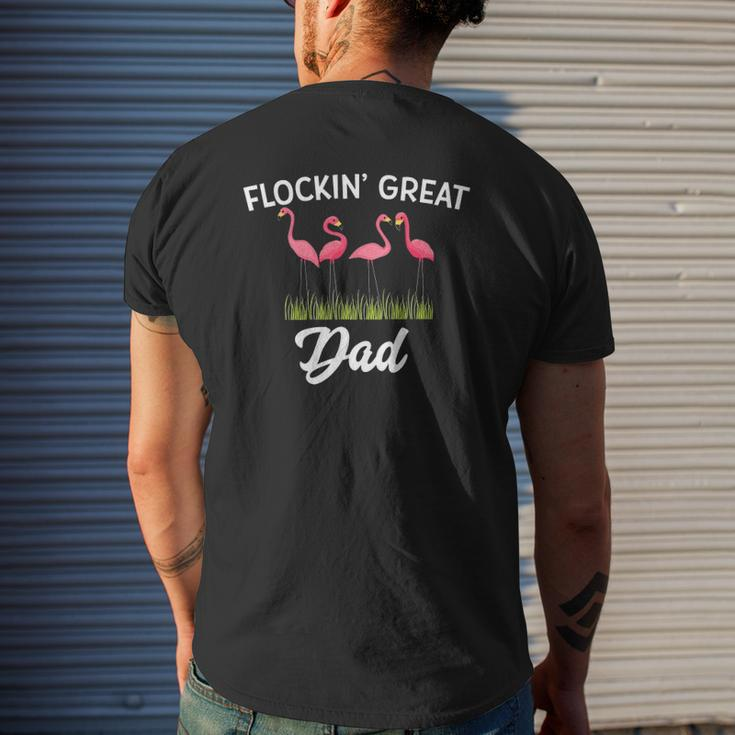 Flockin Great Dad Father's Day Flamingo Pun Mens Back Print T-shirt Gifts for Him