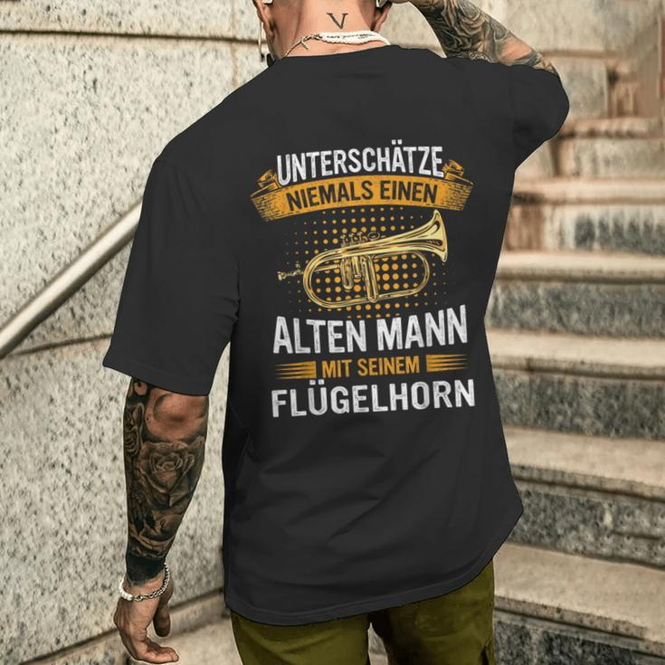 Flugelhorn Alter Mann Flugelhornist Instrument T-Shirt mit Rückendruck Geschenke für Ihn