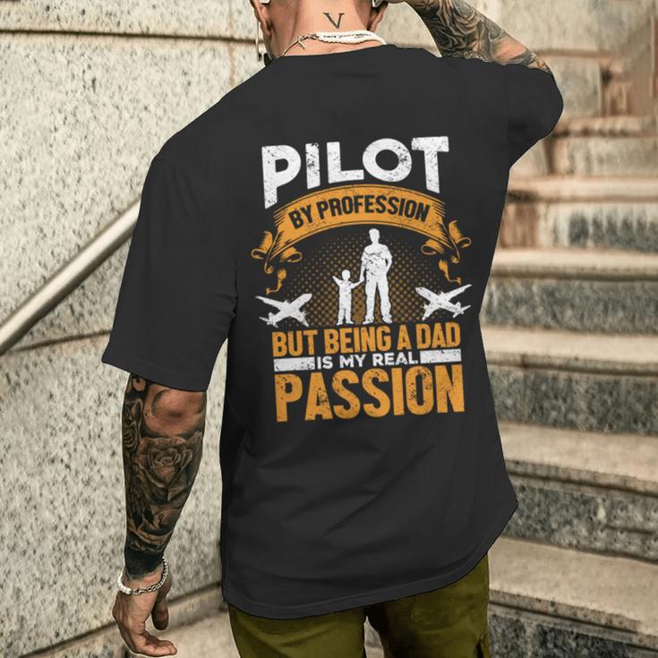 Flugzeug Pilot Kapitän Papaater Luftfahrt Piloten Flieger T-Shirt mit Rückendruck Geschenke für Ihn