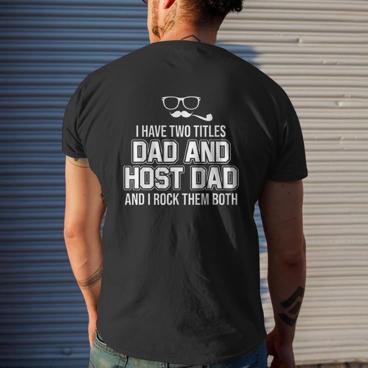 Foreign Host Family Dad Father Title Exchange Student Mens Back Print T-shirt Gifts for Him