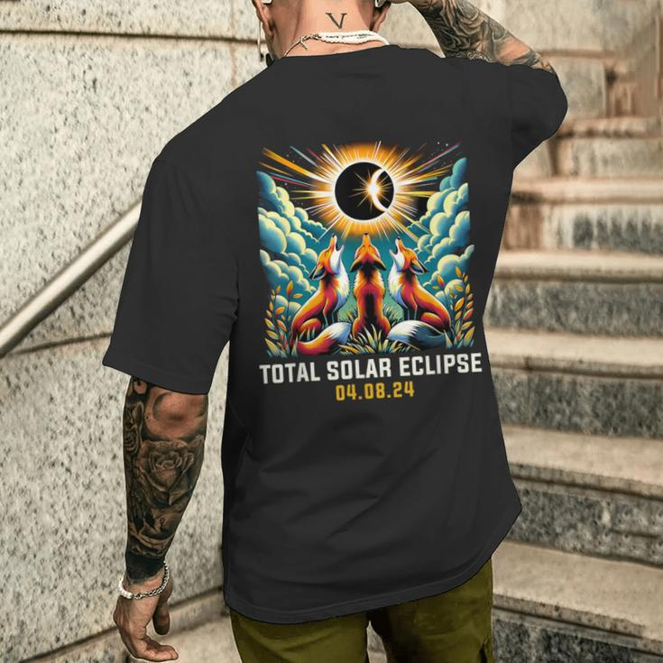 Fox Howling At Solar Eclipse Men's T-shirt Back Print Gifts for Him