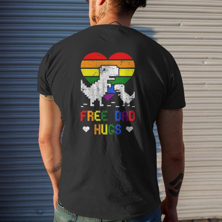 Free Dad Hugs Dinosaur Trex Dino Lgbtq Pride Rex Rainbow Mens Back Print T-shirt Gifts for Him
