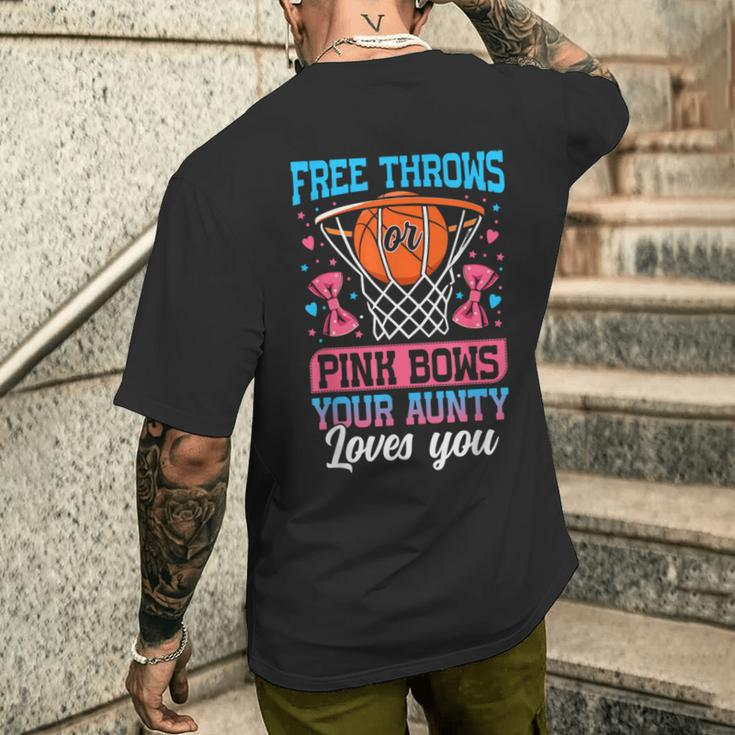 Free Throws Or Pink Bows Your Aunty Loves You Gender Reveal Men's T-shirt Back Print Funny Gifts