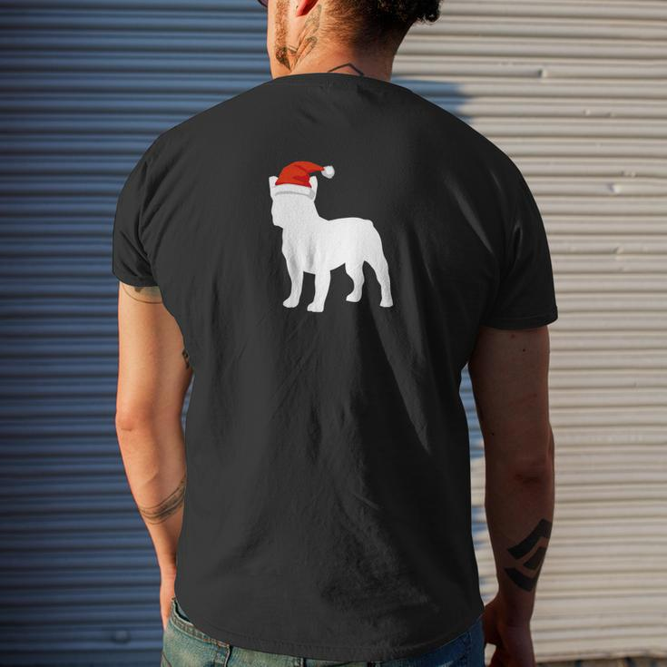 French Bulldog Santa Hat Christmas Dog Mens Back Print T-shirt Gifts for Him
