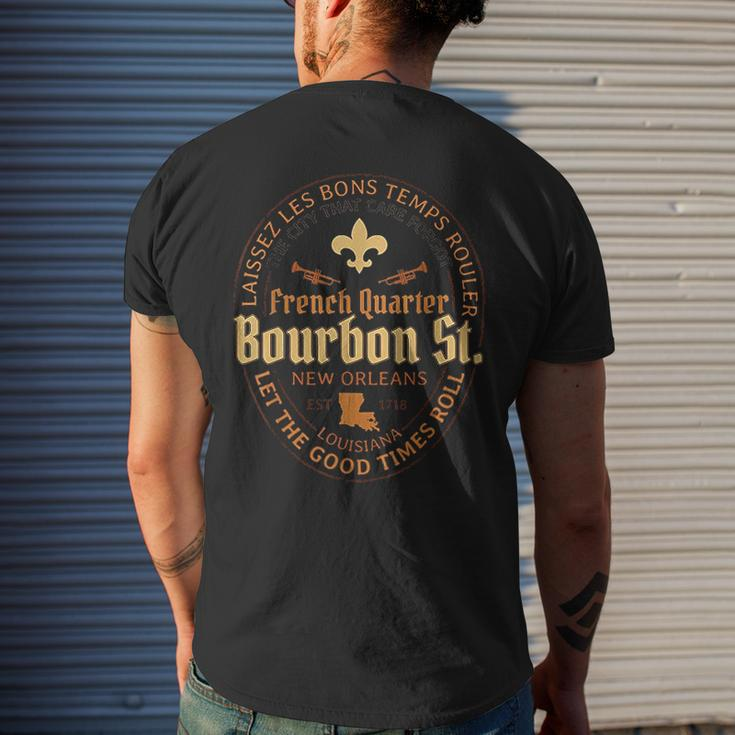 French Quarter Bourbon St New Orleans Souvenir Mens Back Print T-shirt Gifts for Him