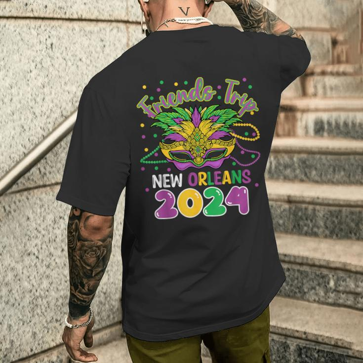 Friends Trip New Orleans 2024 Mardi Gras Masked Men's T-shirt Back Print Gifts for Him