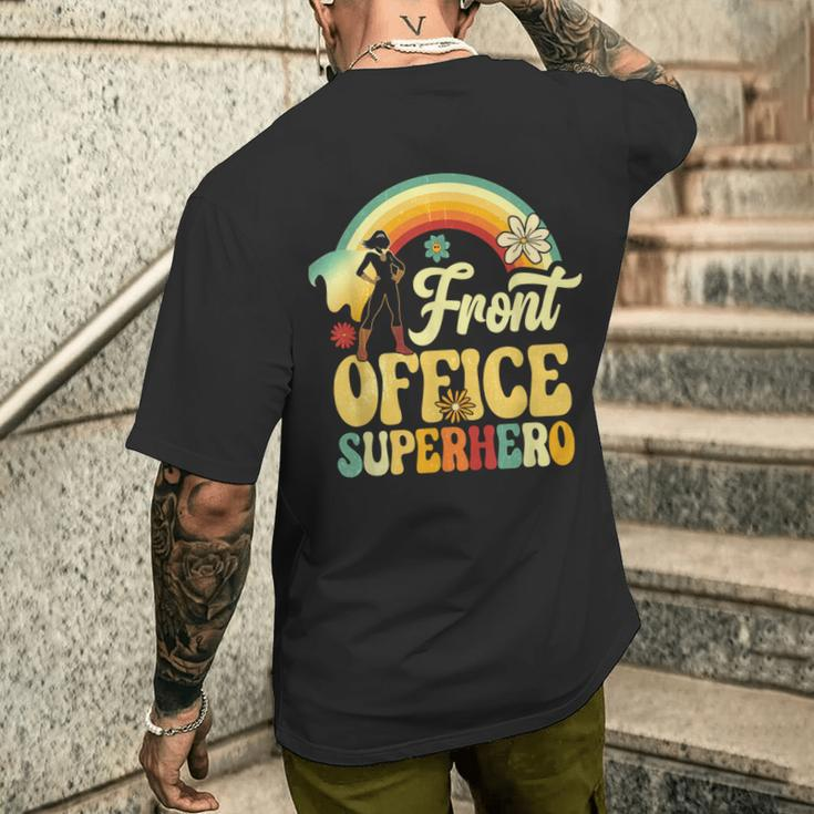 Front Office Superhero Secretary Administrative Assistant Men's T-shirt Back Print Gifts for Him