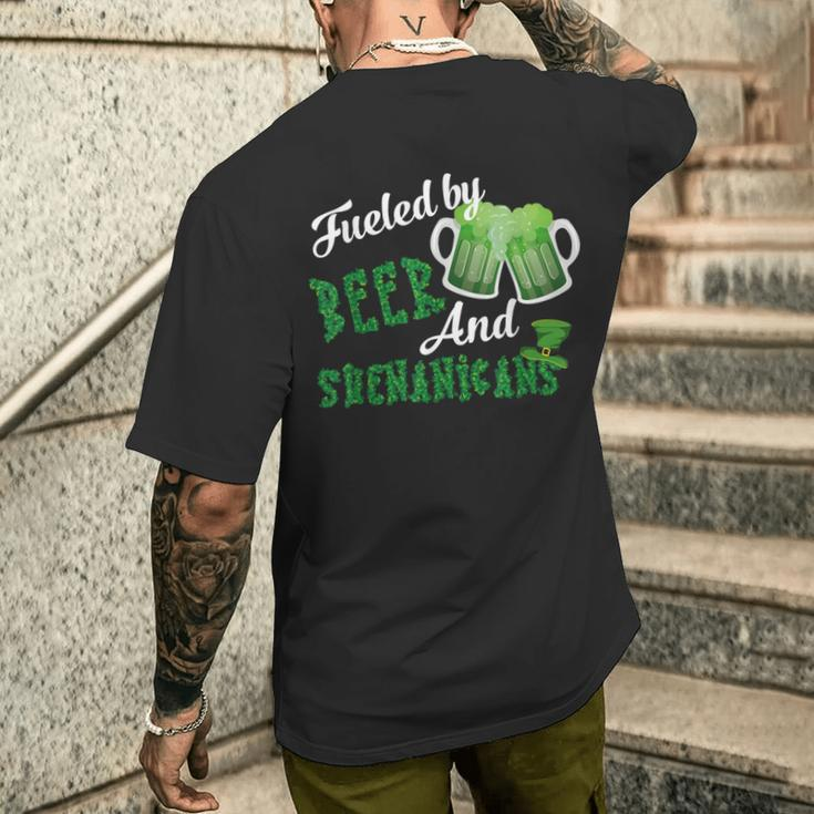 Fueled By Beer And Shenanigans St Patricks Day Beer Men's T-shirt Back Print Gifts for Him