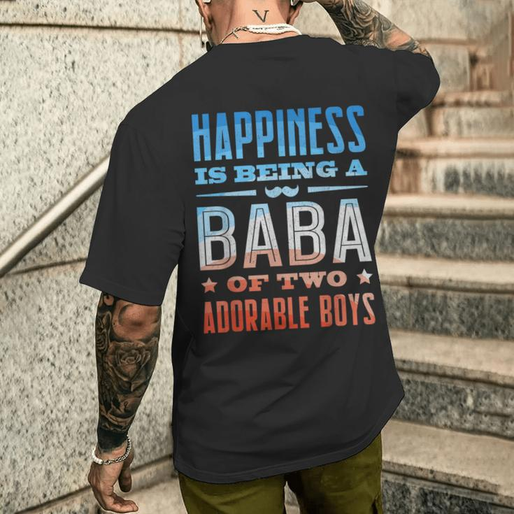 Arabic Dad Baba Of Two Boys Arab Best Baba Ever Retro Mens Back Print T-shirt Gifts for Him