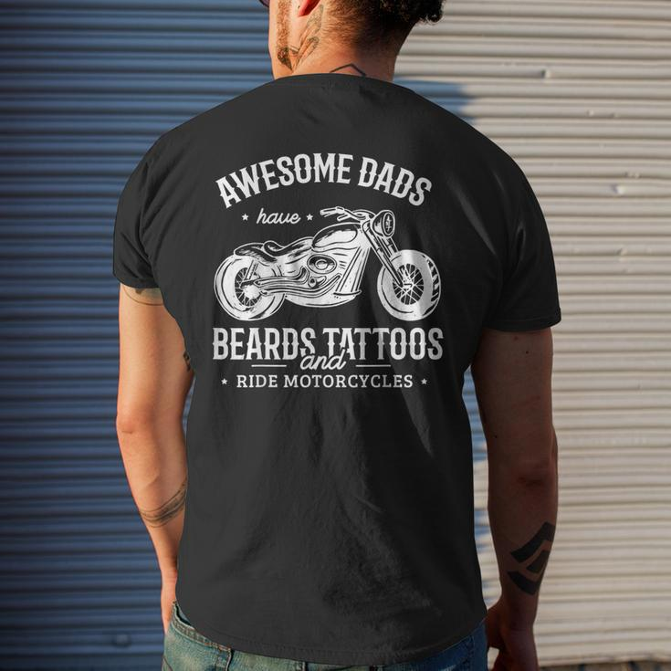Awesome Dads Have Beards Tattoos And Ride Motorcycles Mens Back Print T-shirt Gifts for Him