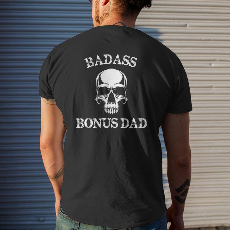 Badass Bonus Dad Step Dad Stepdad Stepfather Mens Back Print T-shirt Gifts for Him