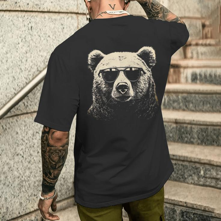 Bear Cool Stencil Punk Rock Men's T-shirt Back Print Gifts for Him