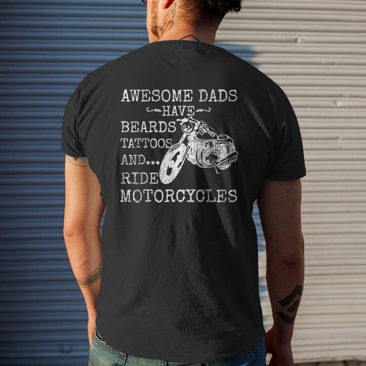 Beard Awesome Dad Beard Tattoos And Motorcycles Mens Back Print T-shirt Gifts for Him