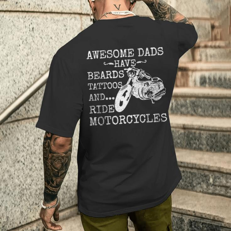 Beard Awesome Dad Beard Tattoos And Motorcycles Men's T-shirt Back Print Gifts for Him
