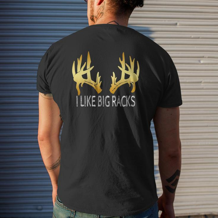 I Like Big Racks Buck Deer Hunting Antler Men Dad Mens Back Print T-shirt Gifts for Him
