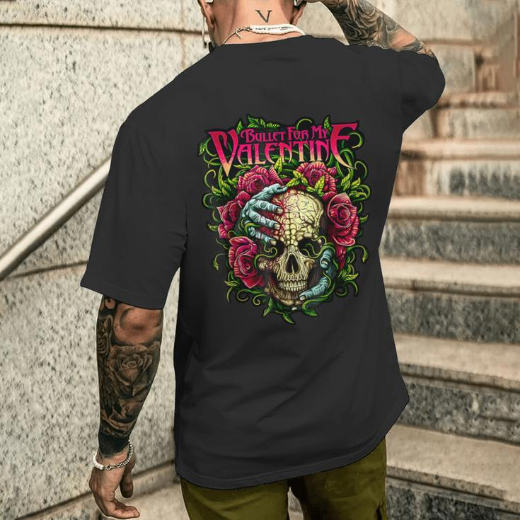 Bullet My Valentine Skull Roses And Red Blood Horror Men's T-shirt Back Print Gifts for Him