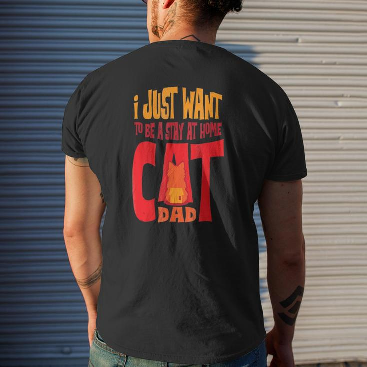 Cat Lover Stay At Home Cat Dad Mens Back Print T-shirt Gifts for Him