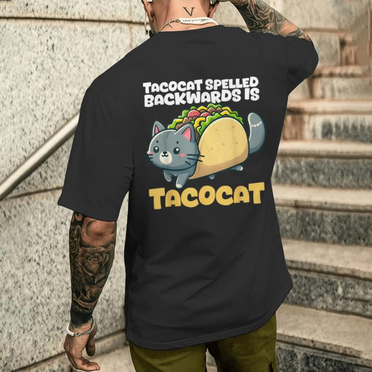 Cat And Taco Tacocat Spelled Backward Is Tacocat Men's T-shirt Back Print Gifts for Him