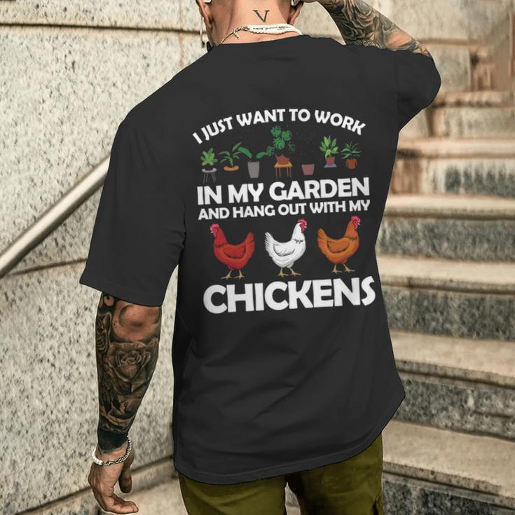 Chicken For Men Women Gardening Chicken Lovers Garden Men's T-shirt Back Print Gifts for Him