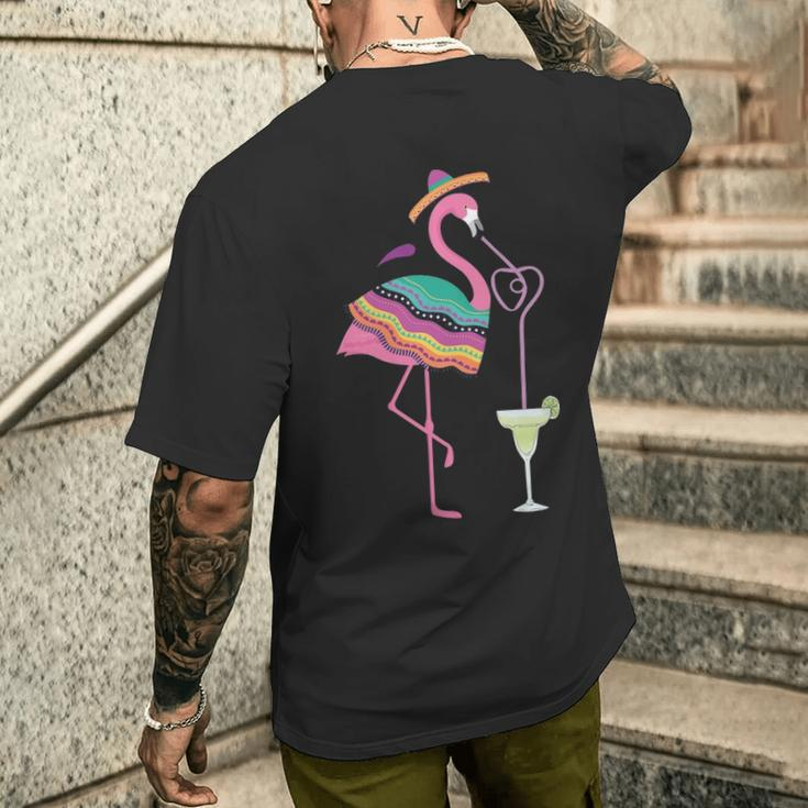 Cinco De Mayo Margarita Flamingo DrinkingMen's T-shirt Back Print Gifts for Him