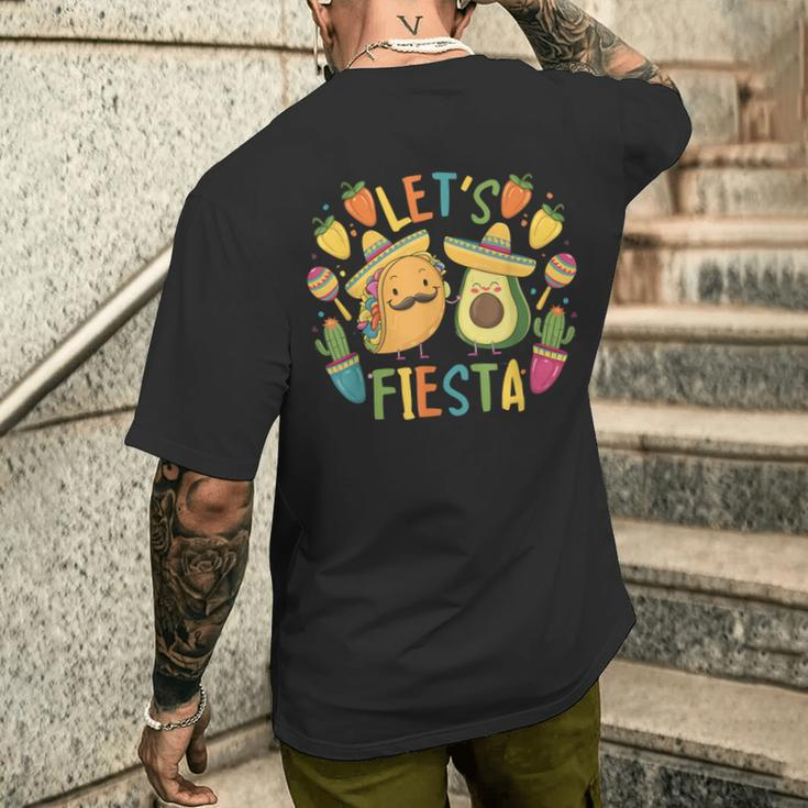 Cinco De Mayo Taco Avocado Mexican Party Let's Fiesta Men's T-shirt Back Print Gifts for Him