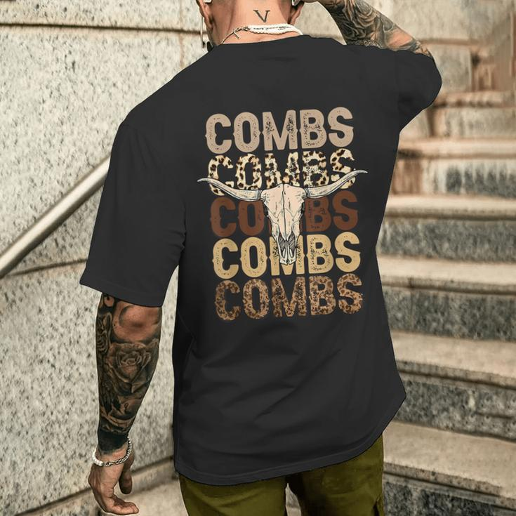Combs Country Music Western Cow Skull Cowboy Men's T-shirt Back Print Gifts for Him