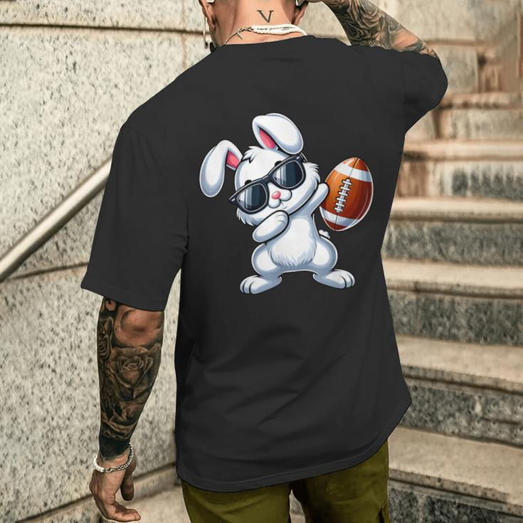 Dabbing Bunny Playing Football Easter Day Boys Girls Men's T-shirt Back Print Gifts for Him