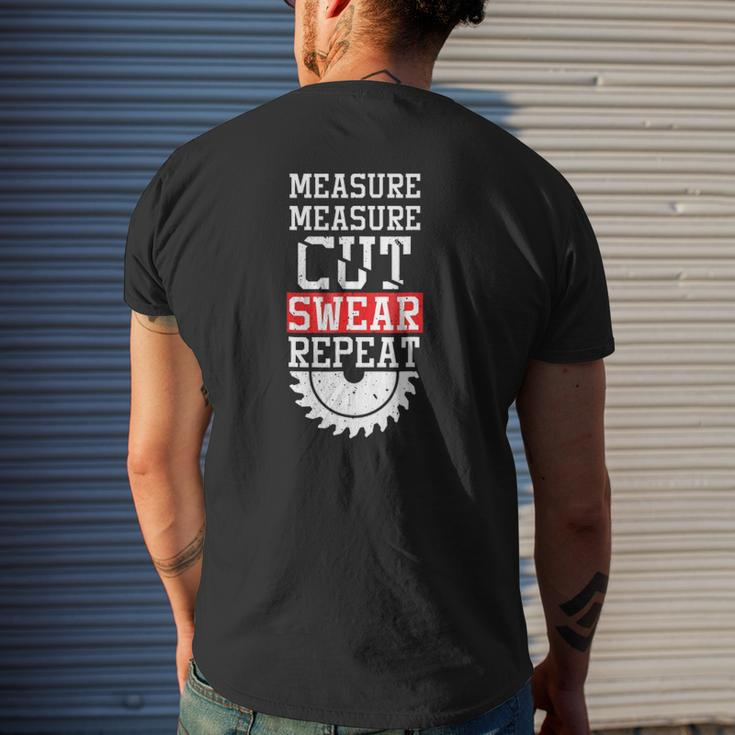 Dad Measure Cut Swear Repeat Fathers Day Mens Back Print T-shirt Gifts for Him