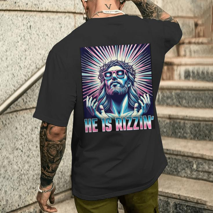 Easter Resurrection Rizz Meme He Is Rizzin Jesus Men's T-shirt Back Print Gifts for Him