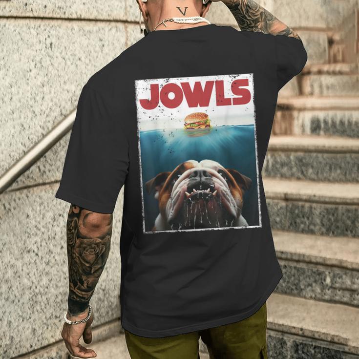 English Bulldog Jowls Burger Bully Dog Mom Dog Dad Men's T-shirt Back Print Gifts for Him