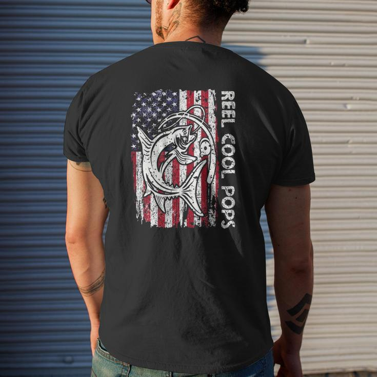 Fishing Grandpa Vintage American Flag Reel Cool Pops Mens Back Print T-shirt Gifts for Him