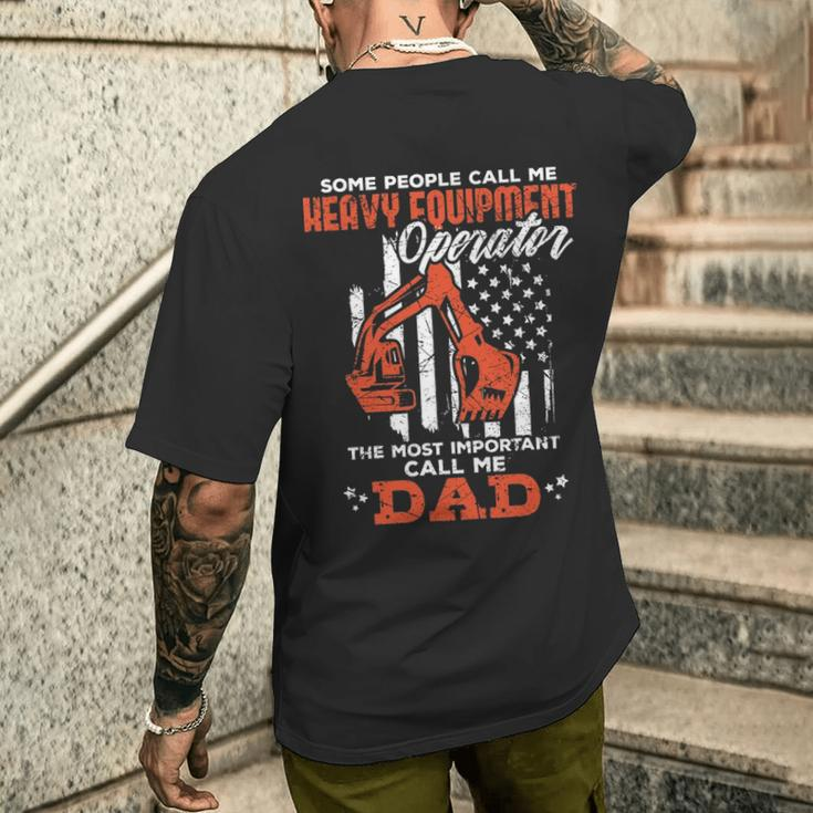 Heavy Equipment Operator Dad Usa Flag Patriotic Men's T-shirt Back Print Gifts for Him