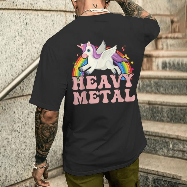 Ironic Cool Unicorn Heavy Metal Music Festival Men's T-shirt Back Print Gifts for Him