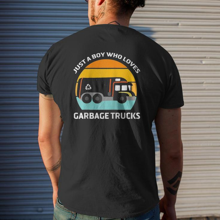Just A Boy Who Loves Garbage Trucks Kids Gargabe Truck Mens Back Print T-shirt Gifts for Him