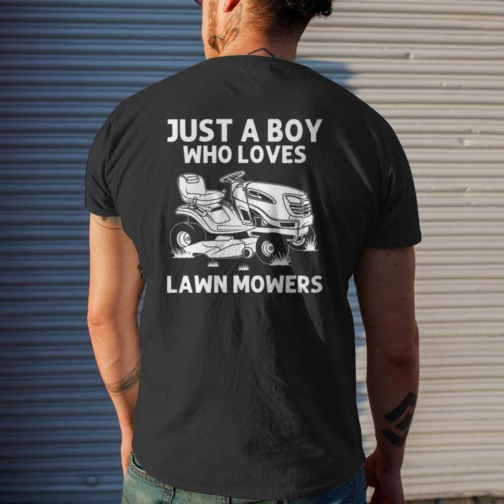 Lawn Mowing Boys Kids Lawn Mower Farm Gardening Mens Back Print T-shirt Gifts for Him