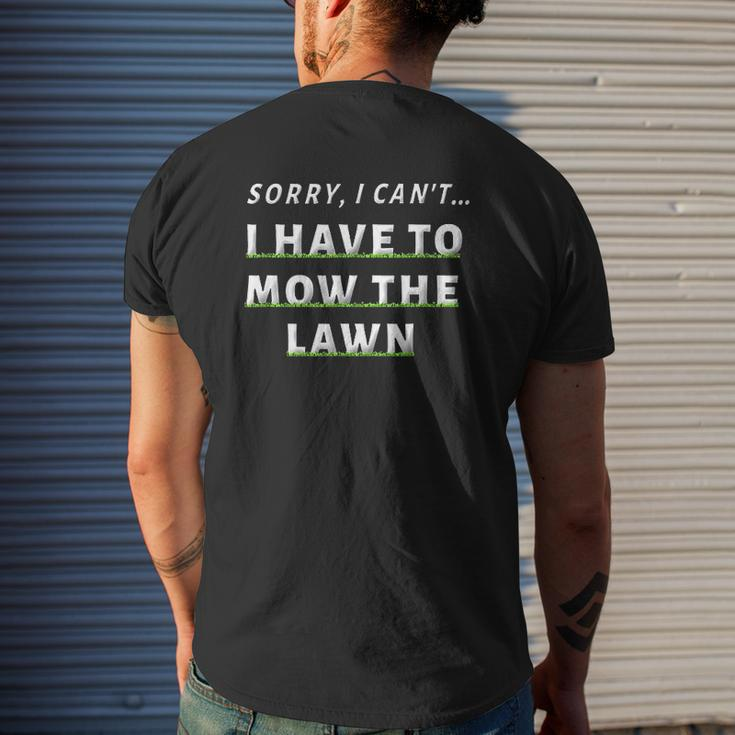 Lawn Mowing Grass Cutting Mower Dad Father Mens Back Print T-shirt Gifts for Him
