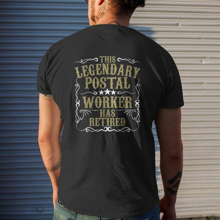 Legendary Postal Worker Retired Retirement Idea Mens Back Print T-shirt Gifts for Him
