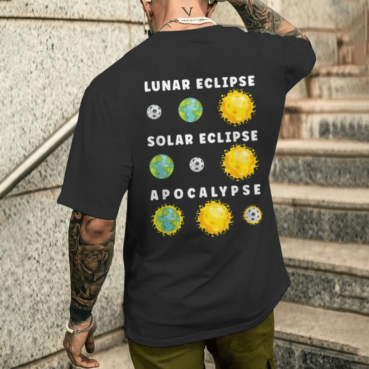 Lunar Solar Eclipse Apocalypse Astronomy Nerd Science Men's T-shirt Back Print Gifts for Him