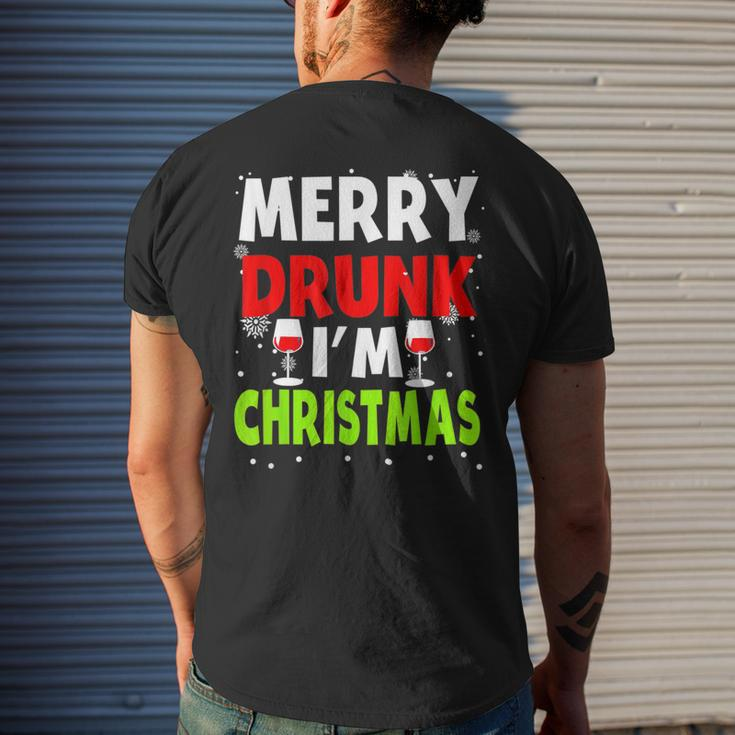 Merry Drunk I'm Christmas Naughty Drinking Quotes Mens Back Print T-shirt Gifts for Him