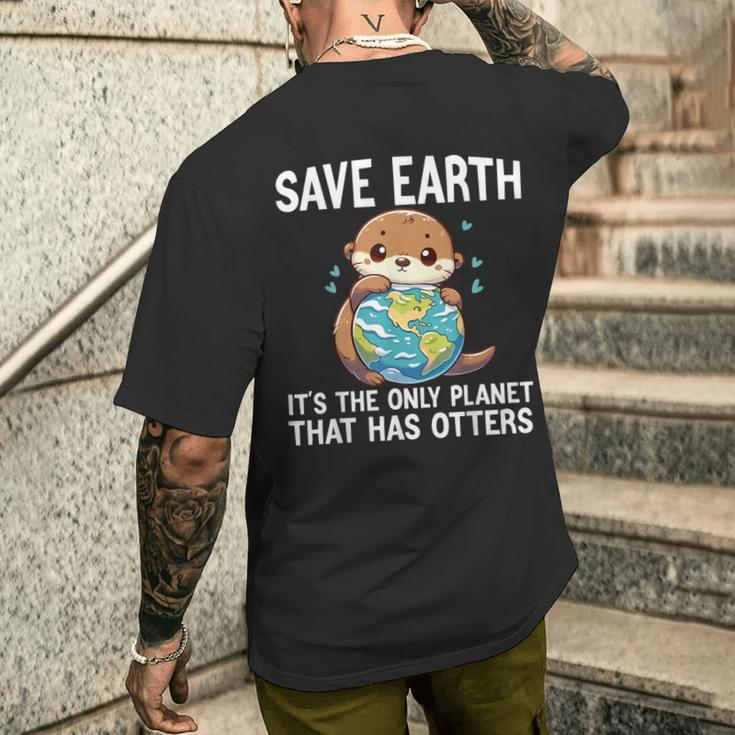Otters Earth Day 2024 Environmentalist Women Men Men's T-shirt Back Print Gifts for Him