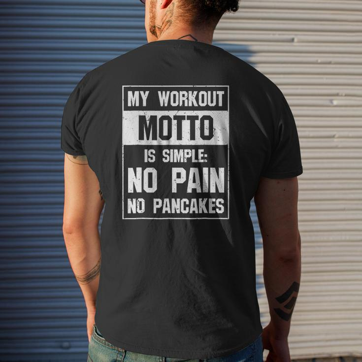 Pancake My Workout Motto Is Simple No Pain Mens Back Print T-shirt Gifts for Him