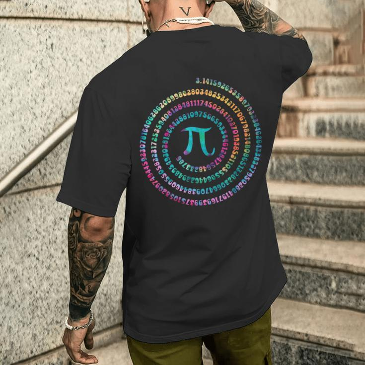 Pi Day Spiral Pi Math For Pi Day 314 Tie Dye Men's T-shirt Back Print Gifts for Him