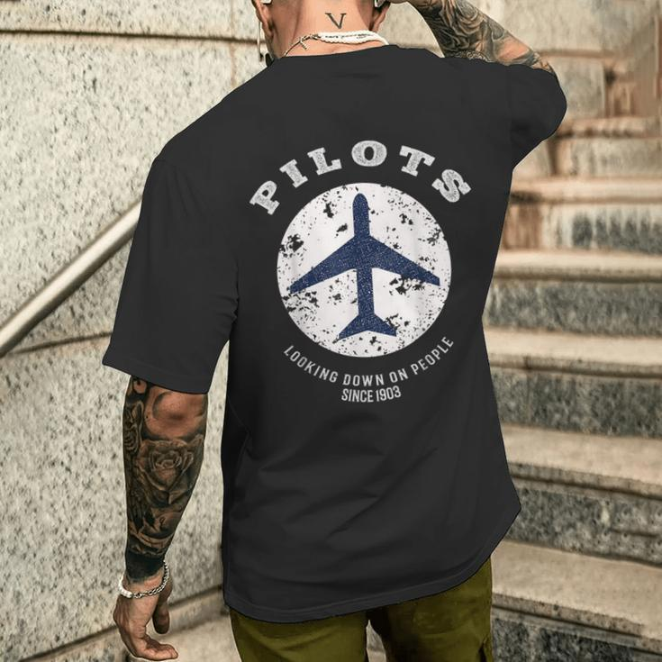 Pilot Quote Retro Airplane Vintage Aircraft Aviators Men's T-shirt Back Print Gifts for Him