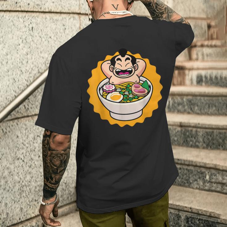 Ramen Sumoringer Blue T-Shirt mit Rückendruck Geschenke für Ihn