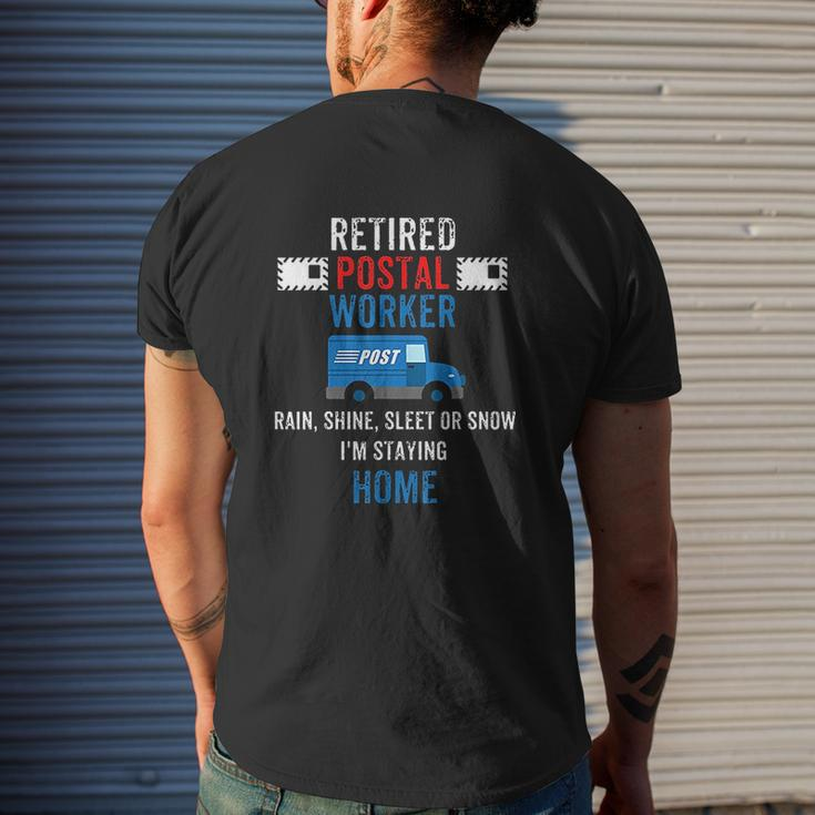 Retired Postal Worker Postman Retirement Mens Back Print T-shirt Gifts for Him
