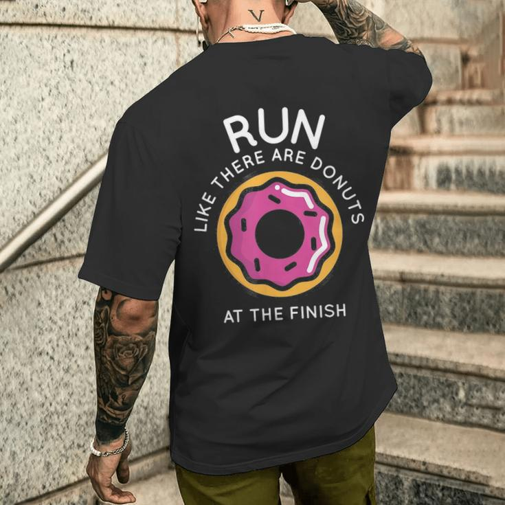 Running Donuts Marathon Mens Motivation Men's T-shirt Back Print Gifts for Him