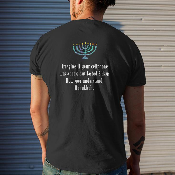 Sarcastic Hanukkah Chanukah Cellphone Quote Mens Back Print T-shirt Gifts for Him