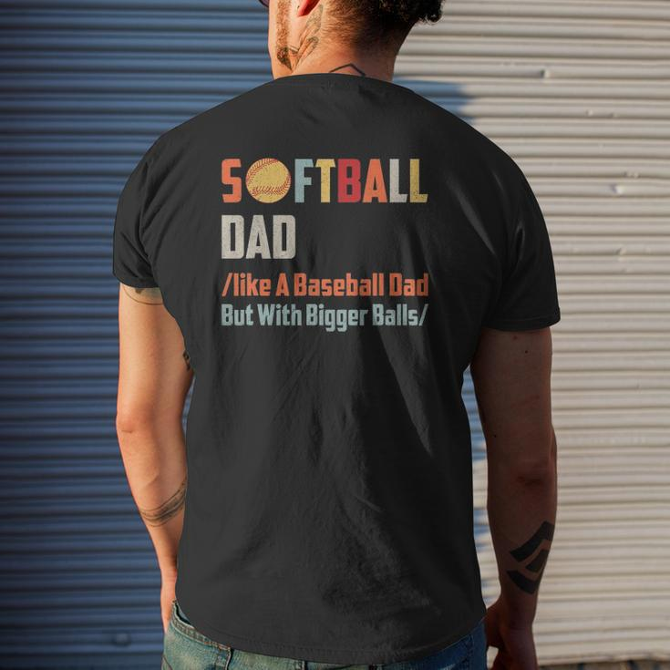 Softball Baseball Dad Mens Back Print T-shirt Gifts for Him
