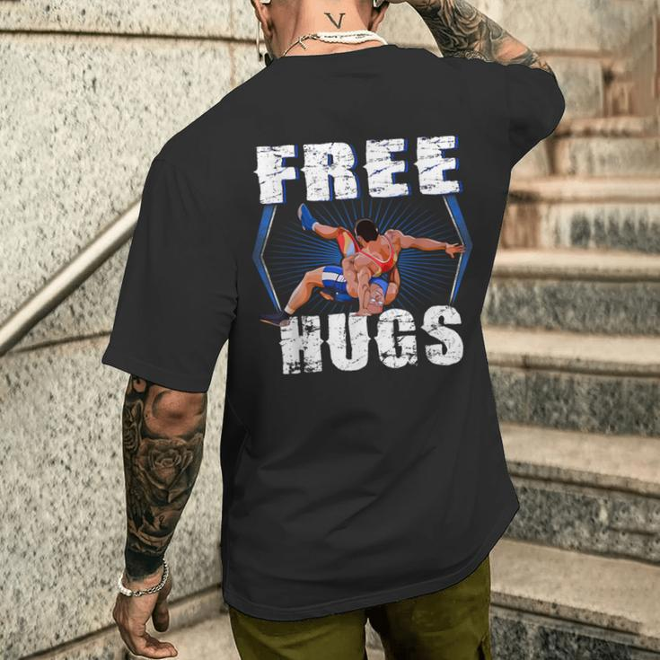 Wrestling Free Hugs Wrestling Vintage Men's T-shirt Back Print Funny Gifts